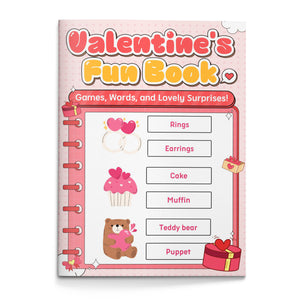 Valentine’s Fun Book for Kids, Children’s Activity Book with Games, Words, and Lovely Surprises for Early Learning, Puzzle Fun, and Holiday Play