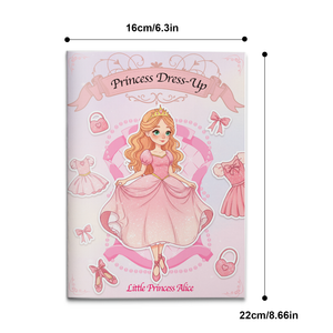 Pink princess dress-up sticker activity book for kids with outfit matching
