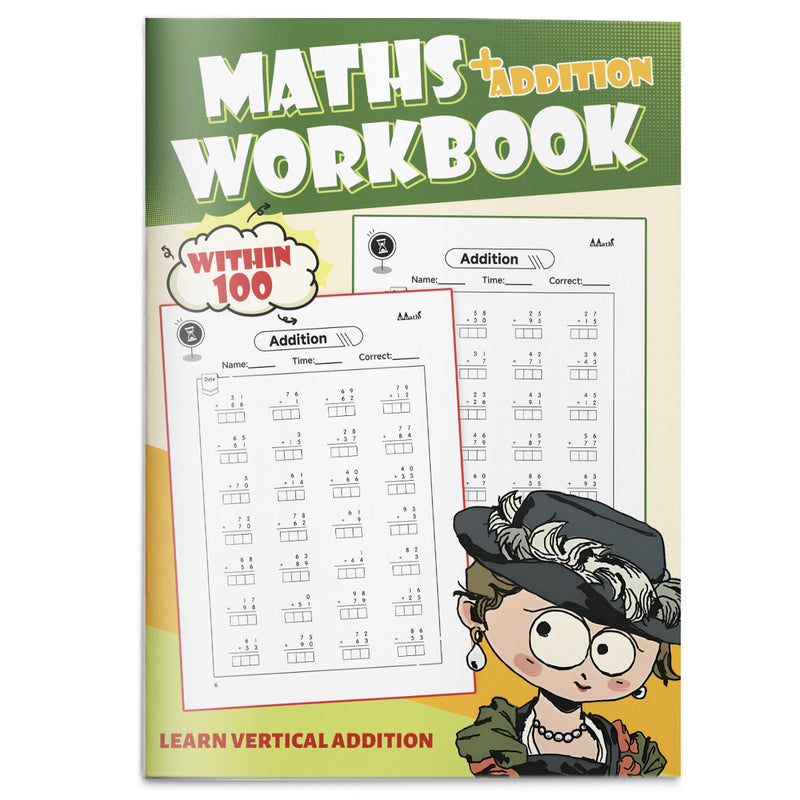 Addition Within 100 Math Workbook cover
