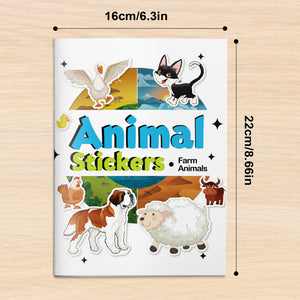 Farm animal sticker activity book for kids with barnyard scenes