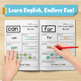 Printed workbook with sight words can and for