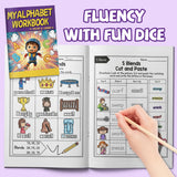My Alphabet Workbook: Blends Fluency Cut Paste product image 7 showing printed book details for screen-free reading and learning