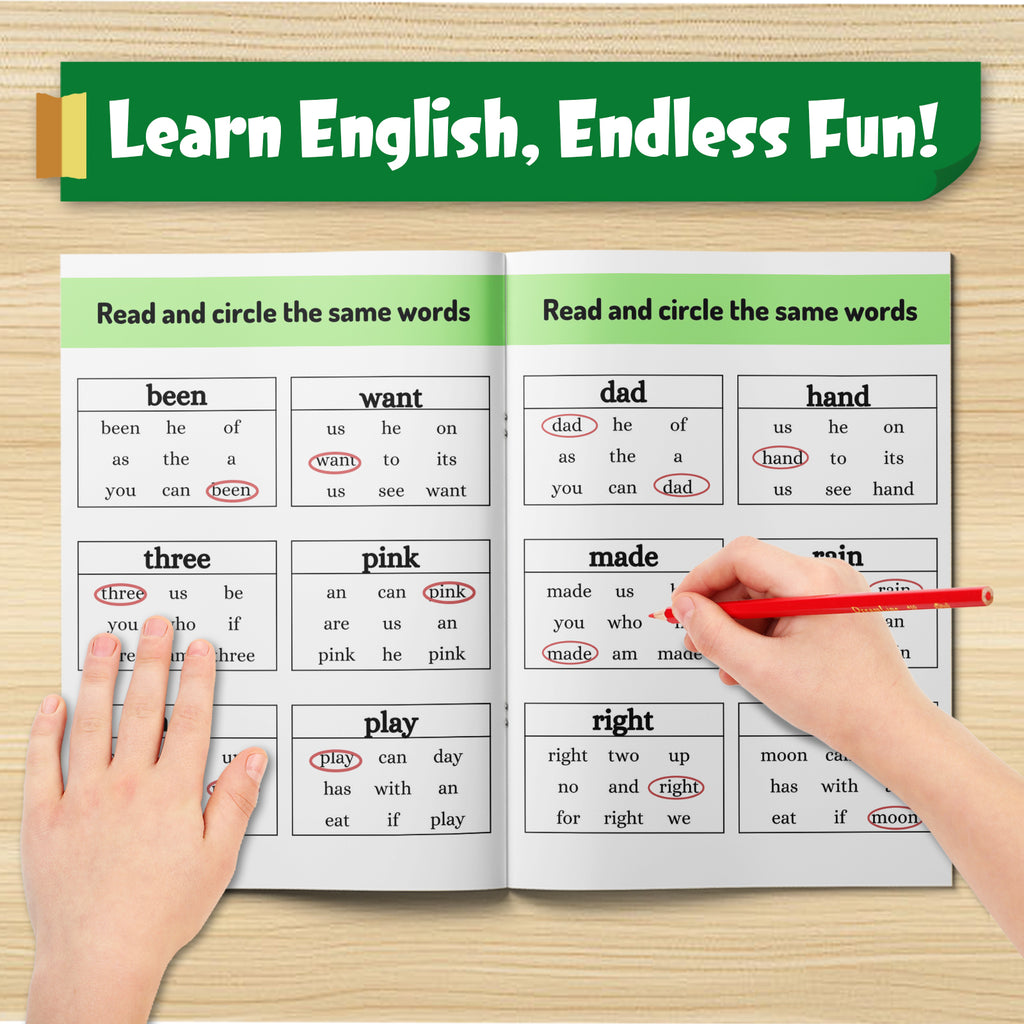 Kids workbook for finding and circling target words