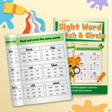 Printed word recognition activity book with bear cover