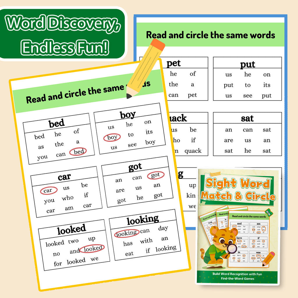 Sight Word Match and Circle Workbook product image 6 showing printed book details for screen-free reading and learning