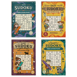 Parent and child solving Easy Sudoku puzzle pages together