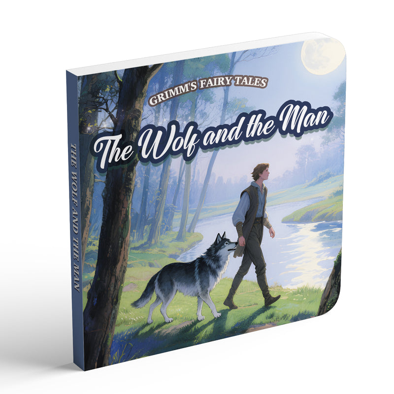 The Wolf and the Man classic fairy tale picture book cover for kids