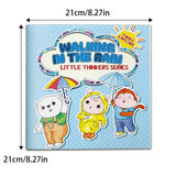 Weather theme picture book for kids about rainy day outdoor discovery