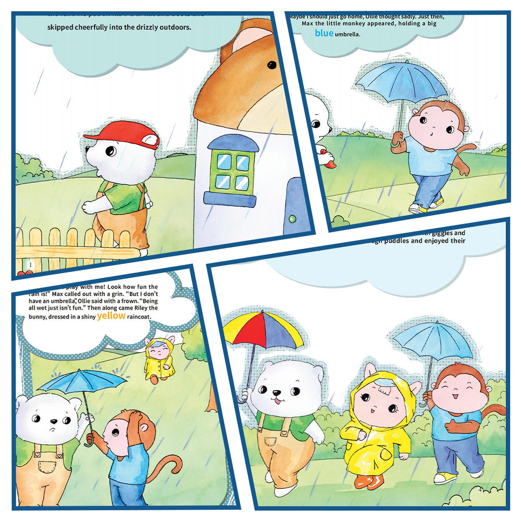 Printed preschool storybook for weather awareness and thinking skills