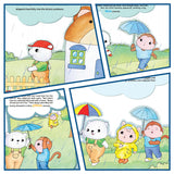Printed preschool storybook for weather awareness and thinking skills