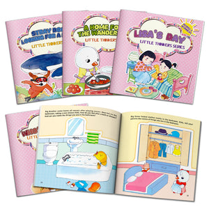 Early English Literacy 4-Book Set for Kids, Little Thinkers Story Collection for Vocabulary Building, Listening Skills, Daily Themes, and Preschool Reading Fun
