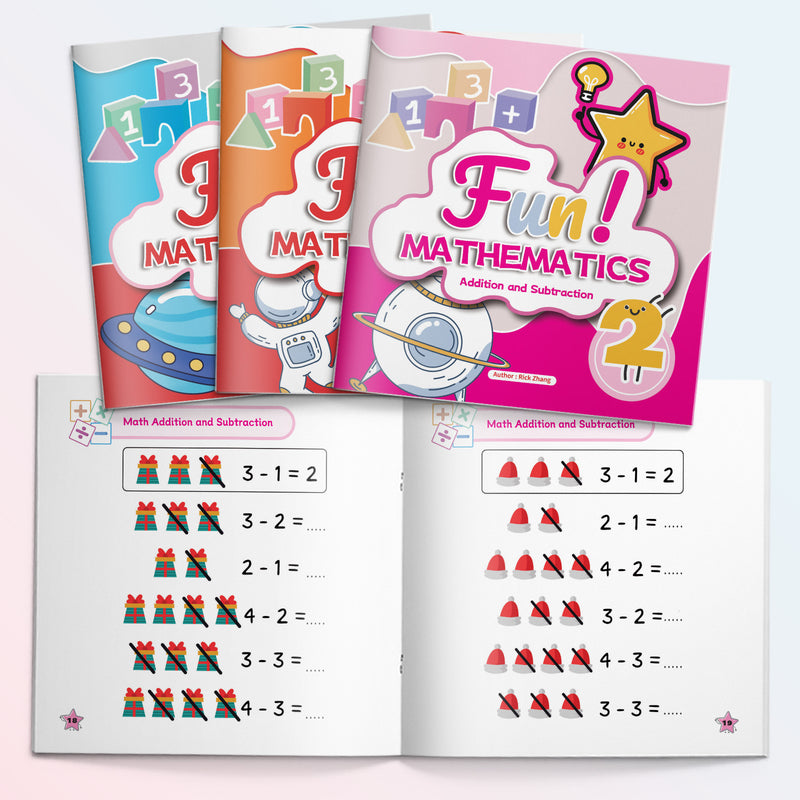 Fun!mathematics 8-book Math Activity Set F + Fun!mathematics 8-book Math Activity Set F + Fun!mathematics 8-book Math Activity Set F: 3-Book main cover and printed book set view, image 1, bundle ISBN 9798904660420