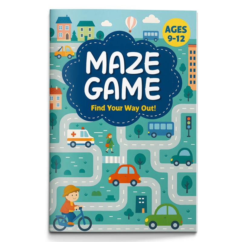 Maze Game, Find Your Way Out Activity Book for Kids Ages 9–12, Advanced Maze Puzzle Book with Pathfinding Challenges, Problem Solving, Focus Skills, and Visual Logic Fun