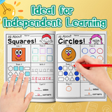 Printed early math activity book for shape recognition and handwriting skills