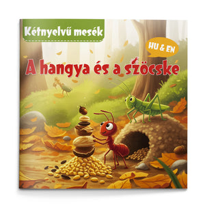 The Ant and the Grasshopper Hungarian-English Book cover