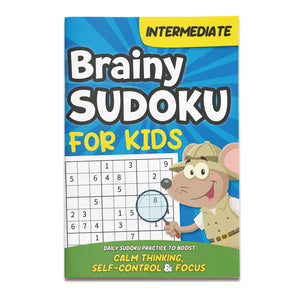 Brainy Sudoku for Kids Books, 4 Progressive Levels Beginner to Challenge, Number Logic Workbooks for Focus, Critical Thinking and Problem-Solving Practice