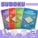 Super Sudoku Workbook: Number Logic Puzzles for Kids product image 6 showing printed book details for screen-free reading and learning