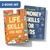 Life Skills for Kids Practical Learning Bo + Money Skills for Kids Ages 7-14: 2-Book Set main cover and printed book set view, image 1, bundle ISBN 9798900664521