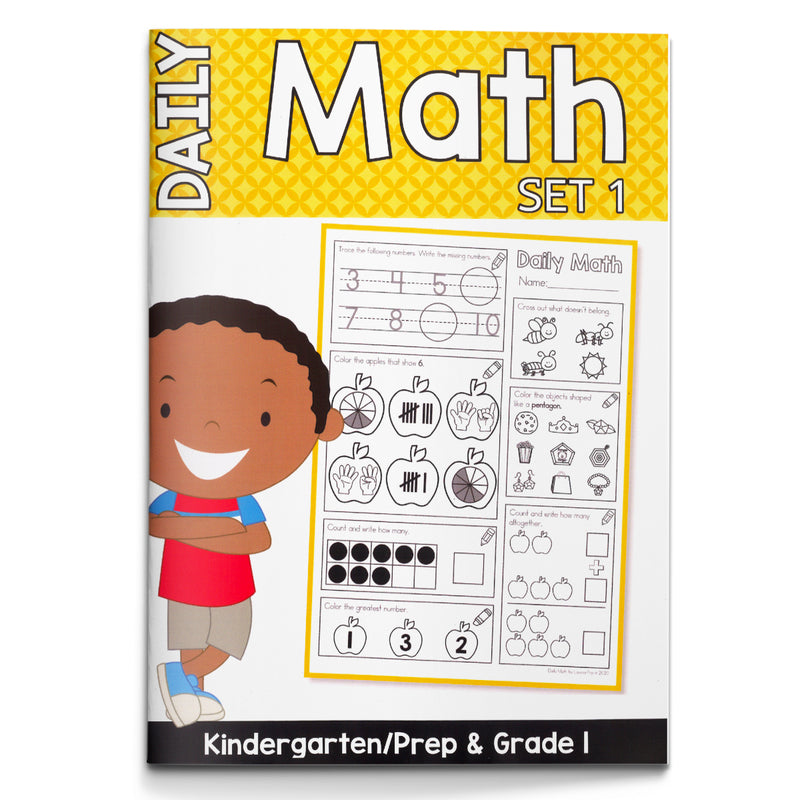 Daily Math Practice Workbook Number Words and Shapes cover