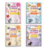 How to Draw Anything for Kids 4-Book Set, Easy Step by Step Drawing Activity Books for Children, Cute Doodle and Sketch Practice Collection