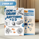 How to Draw Anything in 3d for Kids and Te + AI for Kids Practical Guide: 2-Book Set main cover and printed book set view, image 2, bundle ISBN 9798900667157