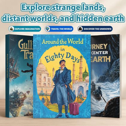 Classic Adventure Literature for Young Readers 3-Book Set main printed book set image, image 1, bundle ISBN 9798904663544