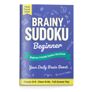 Brainy Sudoku Books, 4 Progressive Levels Beginner to Challenge, Daily Number Logic Workbooks for Focus, Critical Thinking and Problem-Solving Practice