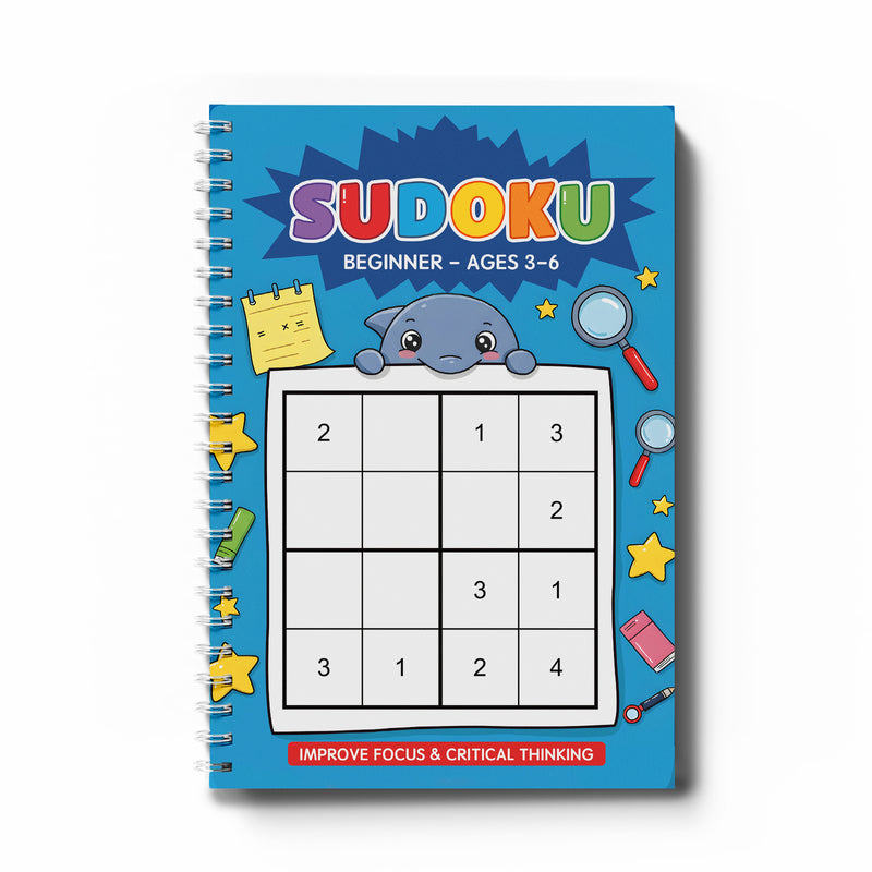Sudoku Puzzle Workbook Colorful 4-Level Brain Games covers
