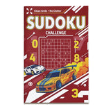 Children's vehicle-themed Sudoku workbooks with answer pages