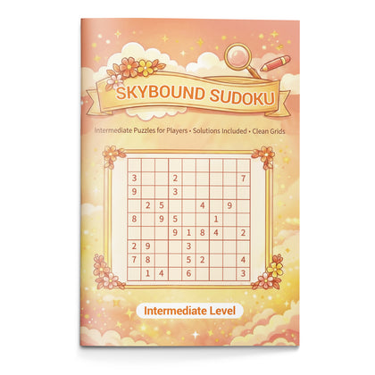 Pastel Skybound Sudoku pages with challenge grids and clean layouts