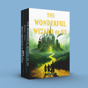 Alice's Adventures in Wonderland Classic 3 + the Wonderful Wizard of Oz Classic Childre + Peter Pan Classic Adventure 4-book Collect: 3-Book main cover and printed book set view, image 1, bundle ISBN 9798900663920