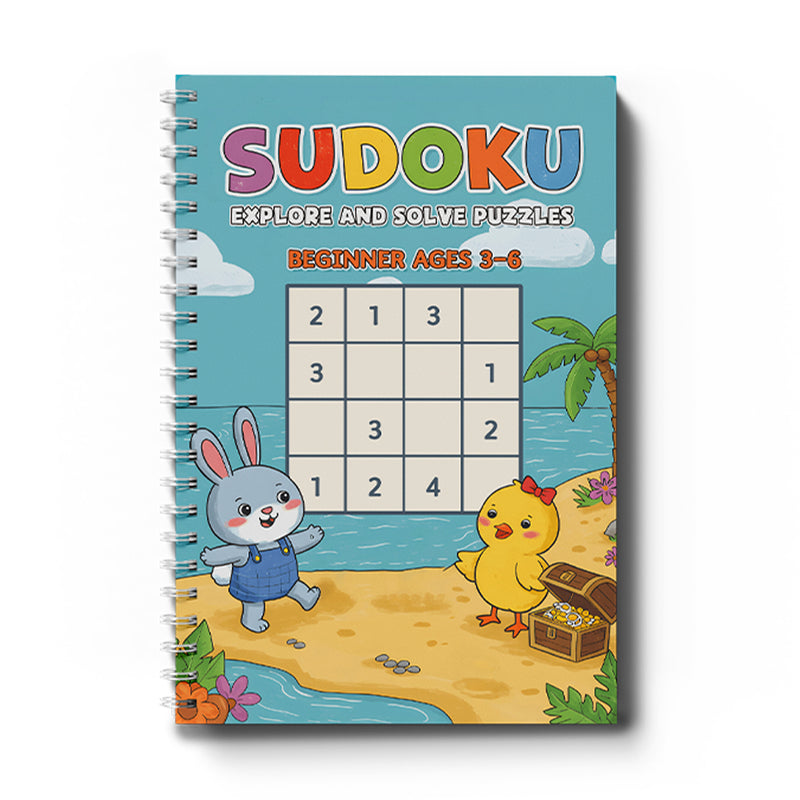 Sudoku Puzzle Book Set for Kids Ages 3–12, 4-Book Progressive Brain Game Workbook Bundle, Beginner to Challenge Level Logic Puzzles for Focus, Critical Thinking and Problem-Solving Skills
