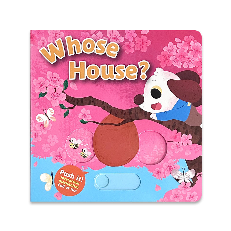 Whose House Push and Pull Board Book cover with bright animal artwork