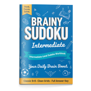 Brainy Sudoku Books, 4 Progressive Levels Beginner to Challenge, Daily Number Logic Workbooks for Focus, Critical Thinking and Problem-Solving Practice
