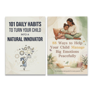 88 Ways to Help Your Child Manage Big Emot + 101 Daily Habits for Young Innovators: 2-Book Set main cover and printed book set view, image 1, bundle ISBN 9798904661021