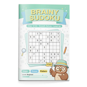 Brainy Sudoku Books, 4 Progressive Levels Beginner to Challenge, Number Logic Workbooks for Focus, Critical Thinking and Problem-Solving Practice