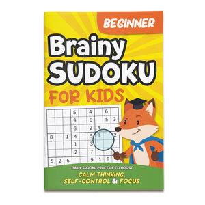 Brainy Sudoku for Kids Books, 4 Progressive Levels Beginner to Challenge, Number Logic Workbooks for Focus, Critical Thinking and Problem-Solving Practice