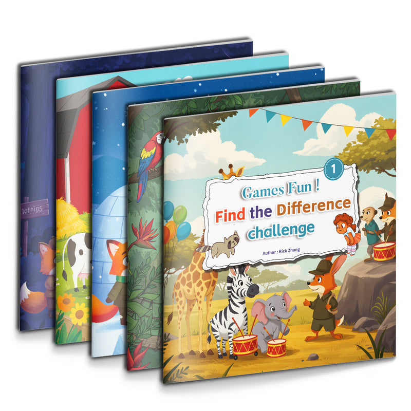 Find the Difference Challenge Book Set for Kids, Spot the Difference Puzzle Activity Collection for Observation Skills, Focus, Visual Learning, and Fun Brain Practice