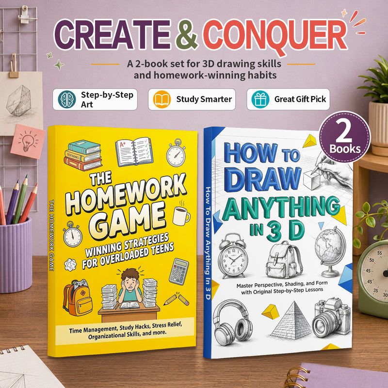 3D Drawing and Homework Skills 2-Book Set physical printed book set image 1, bundle ISBN 9798904665241