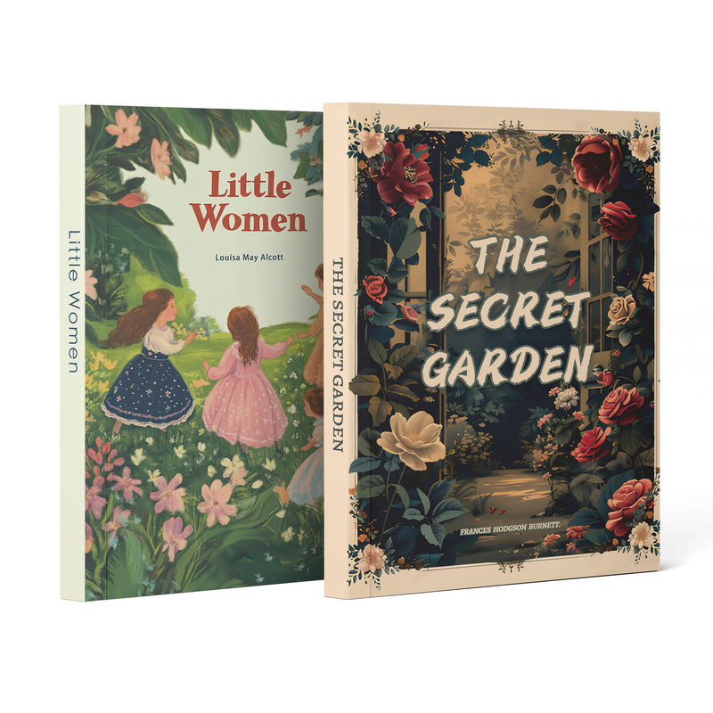 The Secret Garden By Frances Hodgson Burne + Little Women Classic 3-Book Set main cover and printed book set view, image 1, bundle ISBN 9798904660130