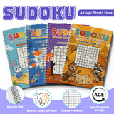 Sudoku Puzzle Book Set for Kids Ages 3–12, 4-Book Progressive Brain Game Workbook Bundle, Beginner to Challenge Level Logic Puzzles for Focus, Critical Thinking and Problem-Solving Skills