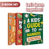 50 Fun Etiquette Lessons for Kids + Money Skills for Kids Saving Spending and + Life Skills for Kids Practical Learning Bo: 3-Book Set main cover and printed book set view, image 1, bundle ISBN 9798900665443