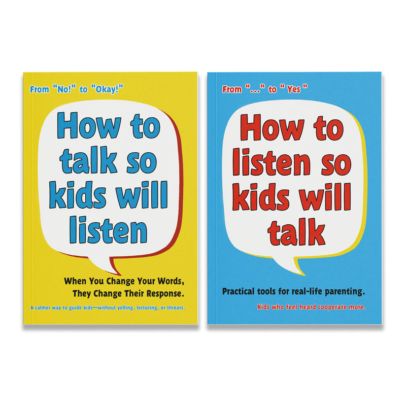 How to Talk So Kids Will Listen Parenting + How to Listen So Kids Will Talk Parenting: 2-Book Set main cover and printed book set view, image 1, bundle ISBN 9798904661045