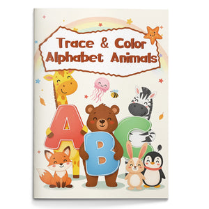 Trace and Color Alphabet Animals workbook cover
