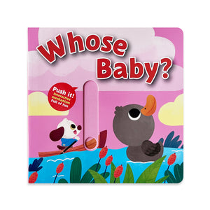Whose Baby Push and Pull Board Book, Interactive Animal Parent and Baby Toy Book, Early Learning Lift and Slide Reading for Toddlers