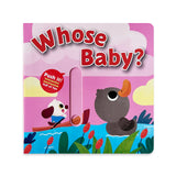 Whose Baby Push and Pull Board Book cover with bright animal artwork