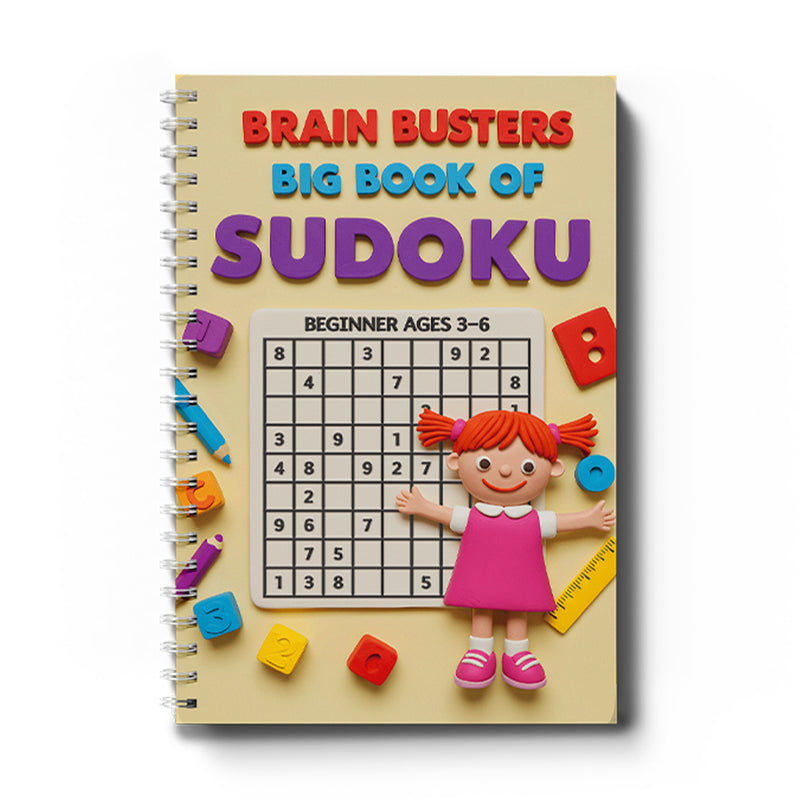 Brain Busters Sudoku Book for Kids Ages 3–12, 4-Book Progressive Puzzle Workbook Bundle, Beginner to Challenge Level Number Logic Games for Focus, Critical Thinking and Problem-Solving Skills