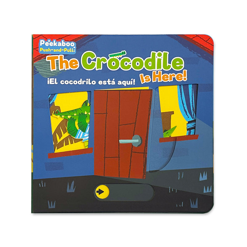 The Crocodile Is Here peekaboo board book cover