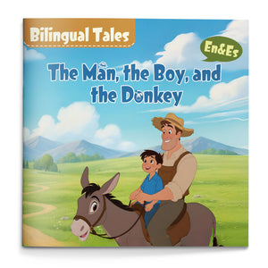 The Man, the Boy, and the Donkey English-Spanish Book cover