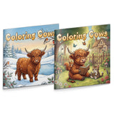 Coloring Cows for Kids + Cow Coloring Book for Kids: 2-Book Set main cover and printed book set view, image 1, bundle ISBN 9798904661526